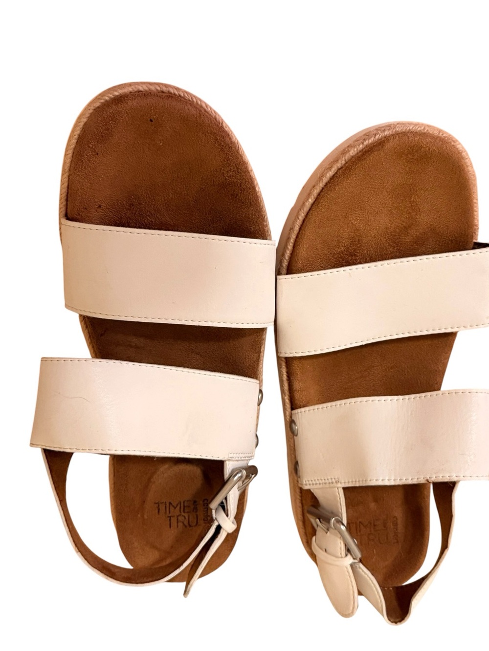 Time and Tru Beige Double-Strap Slingback Sandals Size 7